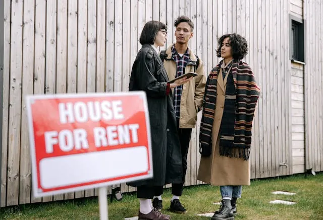 Landlord speaking with tenants